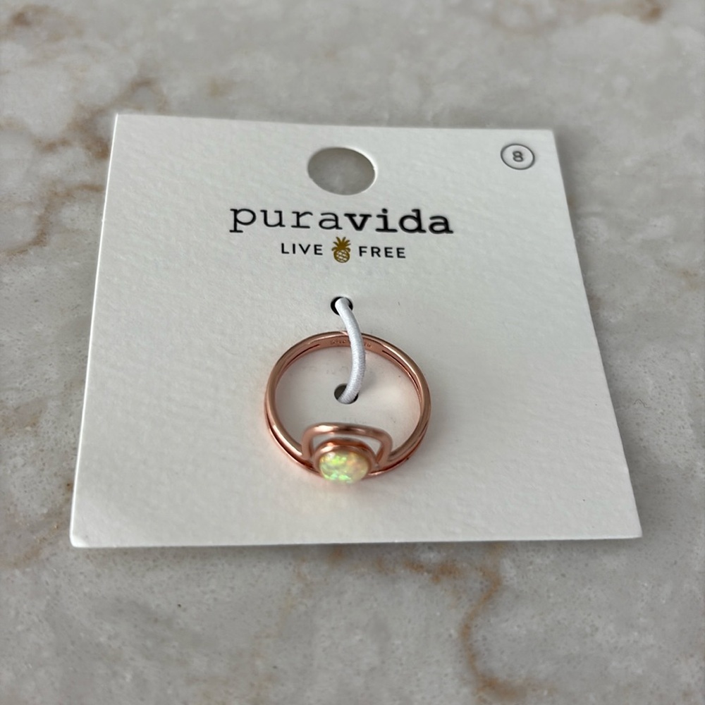 Pura vida rose gold and opal ring size 8 NWT